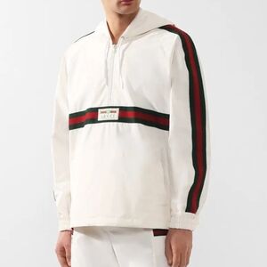 GUCCI Sherry Line Half-Zip Hooded Cotton Logo Patch Jacket